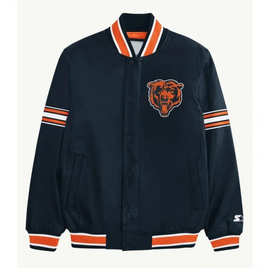Chicago Bears Midfield Navy Satin Jacket Chicago Bears Midfield Navy Satin Jacket
