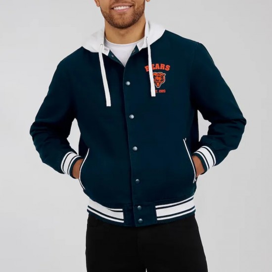 Chicago Bears Navy Cotton Hooded Jacket