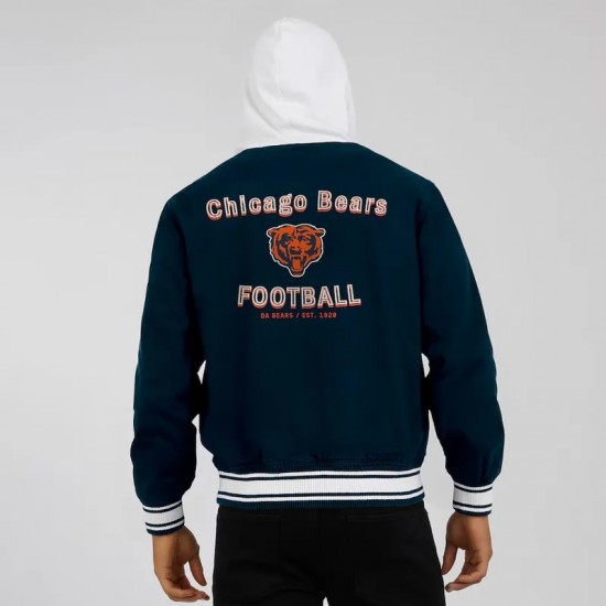 Chicago Bears Navy Cotton Hooded Jacket