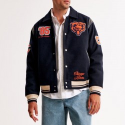 Chicago Bears Navy Varsity Bomber Wool Jacket Chicago Bears Navy Varsity Bomber Wool Jacket