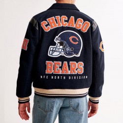 Chicago Bears Navy Varsity Bomber Wool Jacket Chicago Bears Navy Varsity Bomber Wool Jacket