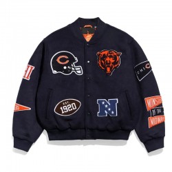 Chicago Bears Pennant Navy Varsity Wool Jacket Chicago Bears Pennant Navy Varsity Wool Jacket