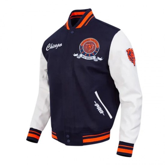Chicago Bears Team Badge Classic Rib Varsity Jacket Chicago Bears Team Badge Classic Rib Varsity Jacket