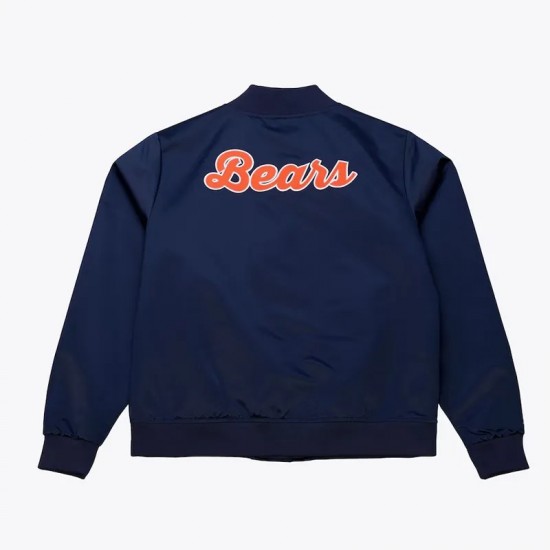 Chicago Bears Throwback Graphics Navy Satin Jacket