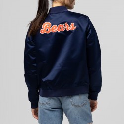 Chicago Bears Throwback Graphics Navy Satin Jacket – Best Value