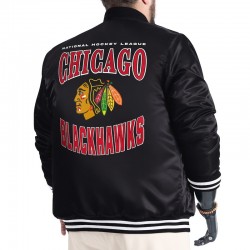 Chicago Blackhawks Adaptive Bold Logo Varsity Satin Jacket