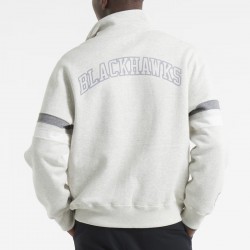 Chicago Blackhawks Leafs Heather Gray Striped Fleece Jacket Chicago Blackhawks Leafs Heather Gray Striped Fleece Jacket