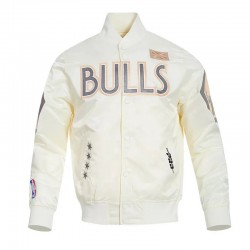 Chicago Bulls 2024/25 City Edition Chenille Cream Satin Jacket Chicago Bulls 2024/25 City Edition Chenille Cream Satin Jacket
