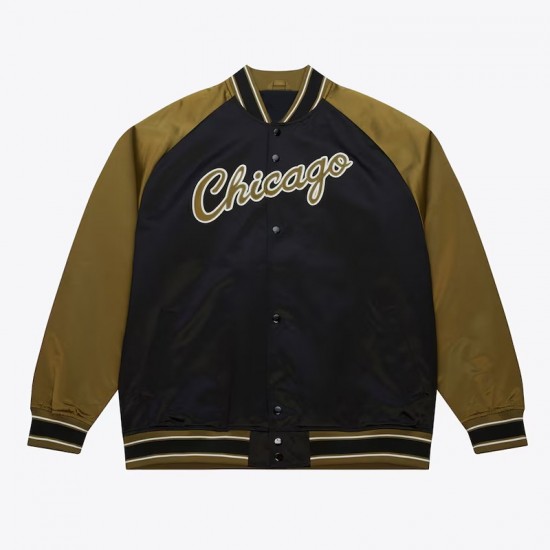 Chicago Bulls Black/Olive Satin Double Clutch Jacket Chicago Bulls Black/Olive Satin Double Clutch Jacket