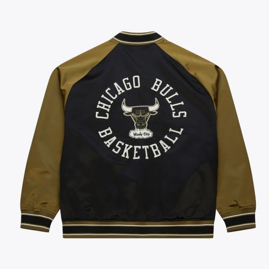 Chicago Bulls Black/Olive Satin Double Clutch Jacket Chicago Bulls Black/Olive Satin Double Clutch Jacket