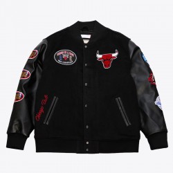 Chicago Bulls Black Out Vintage Logo Varsity Jacket Chicago Bulls Black Out Vintage Logo Varsity Jacket