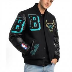 Chicago Bulls Gamma Blue Varsity Jacket – Wool/Leather Full-Zip