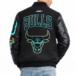 Chicago Bulls Gamma Blue Varsity Jacket – Wool/Leather Full-Zip
