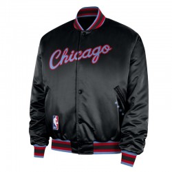 Chicago Bulls Remix Courtside Black Bomber Jacket