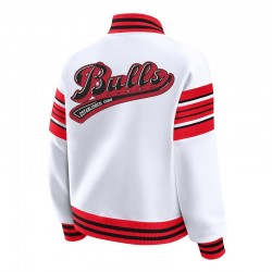 Chicago Bulls Snap Front White Fleece Jacket Chicago Bulls Snap Front White Fleece Jacket