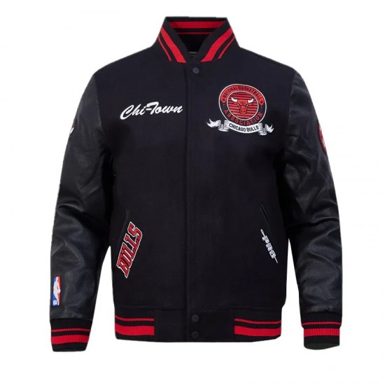Chicago Bulls Team Badge Classic Rib Varsity Jacket