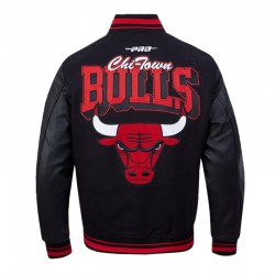 Chicago Bulls Team Badge Classic Rib Varsity Jacket Chicago Bulls Team Badge Classic Rib Varsity Jacket