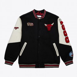 Chicago Bulls Team History Black Vintage Logo Varsity Jacket Chicago Bulls Team History Black Vintage Logo Varsity Jacket