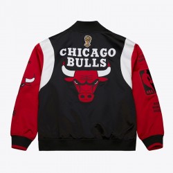 Chicago Bulls Team Origins Black and Red Satin Jacket