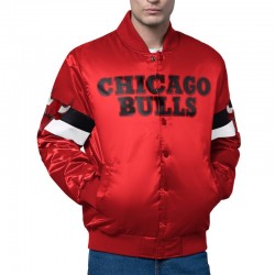 Chicago Bulls Triple Option Full-Snap Varsity Satin Jacket