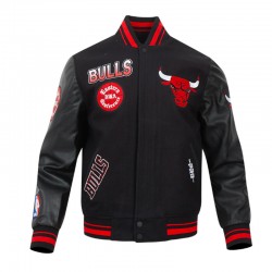 Chicago Bulls Turn It Up Classic Rib Varsity Jacket Chicago Bulls Turn It Up Classic Rib Varsity Jacket