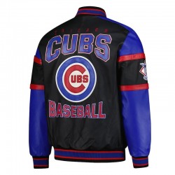 Chicago Cubs Black and Blue Varsity Leather Jacket  Chicago Cubs Black and Blue Varsity Leather Jacket