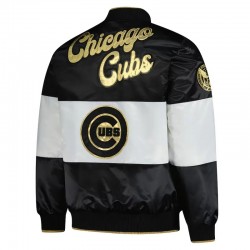 Chicago Cubs Black and White Satin Jacket Chicago Cubs Black and White Satin Jacket