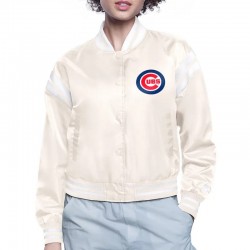 Chicago Cubs Printed Logo Varsity Satin Jacket Chicago Cubs Printed Logo Varsity Satin Jacket