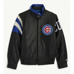 Chicago Cubs Retro Full Zip Leather Jacket