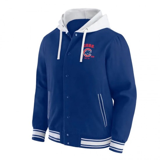 Chicago Cubs Royal Cotton Hooded Jacket Chicago Cubs Royal Cotton Hooded Jacket