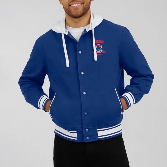 Chicago Cubs Royal Cotton Hooded Jacket Chicago Cubs Royal Cotton Hooded Jacket