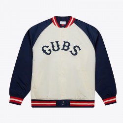 Chicago Cubs Vintage Logo Double Clutch Cream Satin Jacket Chicago Cubs Vintage Logo Double Clutch Cream Satin Jacket
