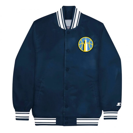 Chicago Sky Navy Satin Jacket Chicago Sky Navy Satin Jacket