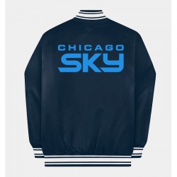 Chicago Sky Navy Satin Jacket Chicago Sky Navy Satin Jacket