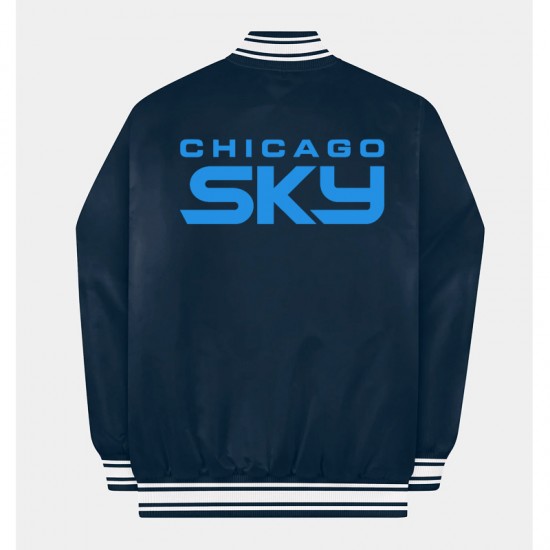 Chicago Sky Navy Satin Jacket Chicago Sky Navy Satin Jacket