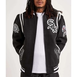 Chicago White Sox Comiskey Park Black Varsity Jacket Chicago White Sox Comiskey Park Black Varsity Jacket