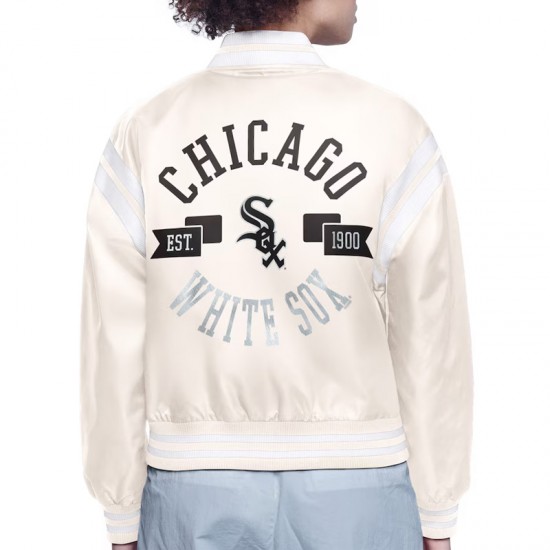 Chicago White Sox Printed Logo Varsity Satin Jacket Chicago White Sox Printed Logo Varsity Satin Jacket
