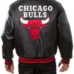Men's Chicago Bulls Black Leather Jacket  Men's Chicago Bulls Black Leather Jacket