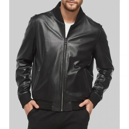 Chris Hemsworth Crime 101Leather Bomber Jacket