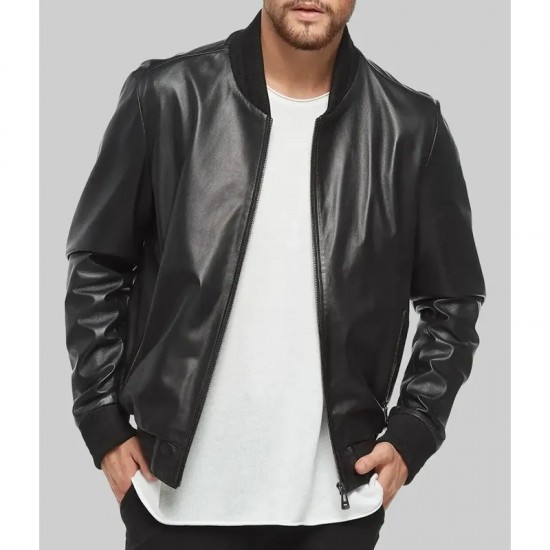 Chris Hemsworth Crime 101Leather Bomber Jacket