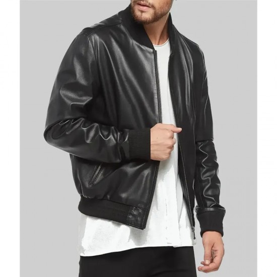 Chris Hemsworth Crime 101Leather Bomber Jacket