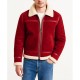 Christmas Red Shearling Suede Leather Jacket