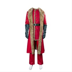 Mens Christmas Movie Santa Claus Cosplay Costume Outfit Red Leather Coat Mens Christmas Movie Santa Claus Cosplay Costume Outfit Red Leather Coat