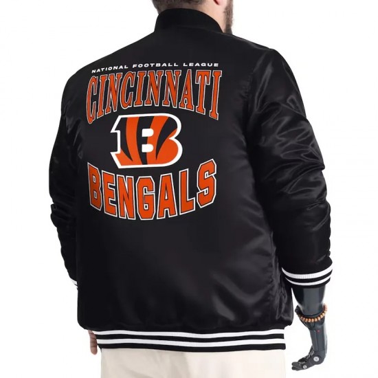 Cincinnati Bengals Adaptive Team Graphic Varsity Satin Jacket