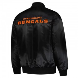 Cincinnati Bengals Exclusive Black Varsity Satin Jacket Cincinnati Bengals Exclusive Black Varsity Satin Jacket