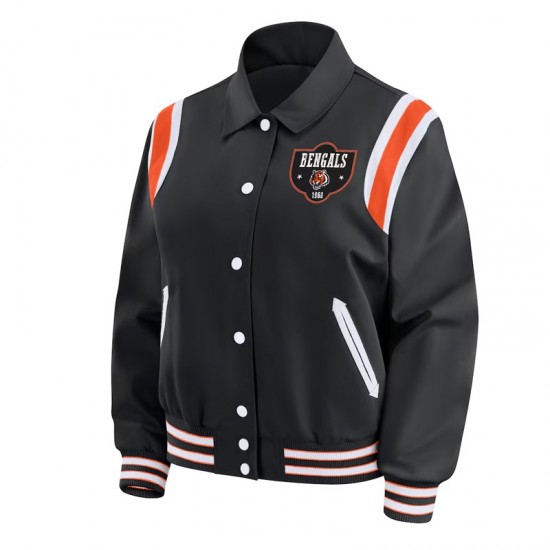 Cincinnati Bengals Lightweight Black Varsity Satin Jacket