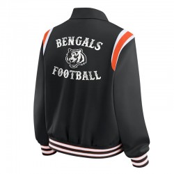 Cincinnati Bengals Lightweight Black Varsity Satin Jacket Cincinnati Bengals Lightweight Black Varsity Satin Jacket
