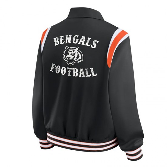Cincinnati Bengals Lightweight Black Varsity Satin Jacket