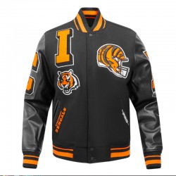 Cincinnati Bengals Mashup Rib Varsity Wool/Leather Jacket Cincinnati Bengals Mashup Rib Varsity Wool/Leather Jacket