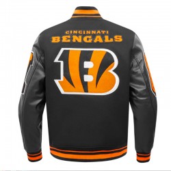 Cincinnati Bengals Mashup Rib Varsity Wool/Leather Jacket Cincinnati Bengals Mashup Rib Varsity Wool/Leather Jacket